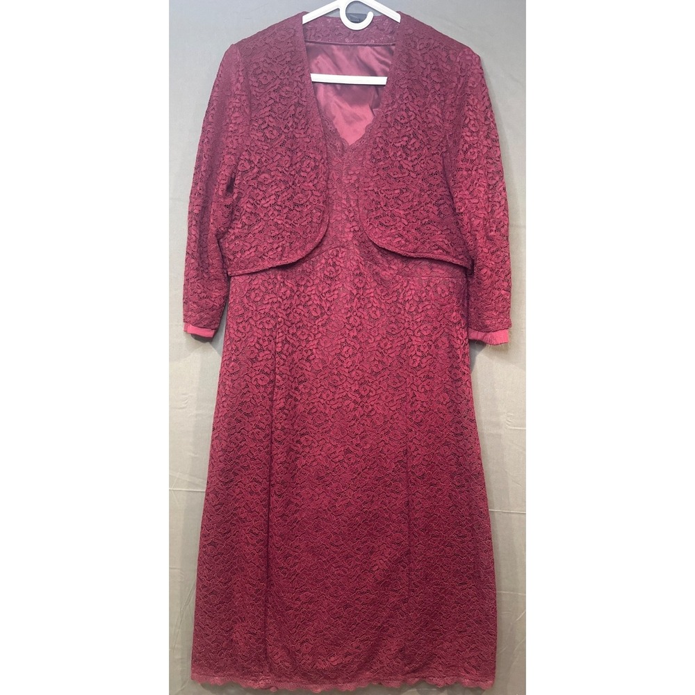 Torrid Size 18 Burgundy Lace Dress Bolero Jacket 2 Piece Formal Cocktail Plus
